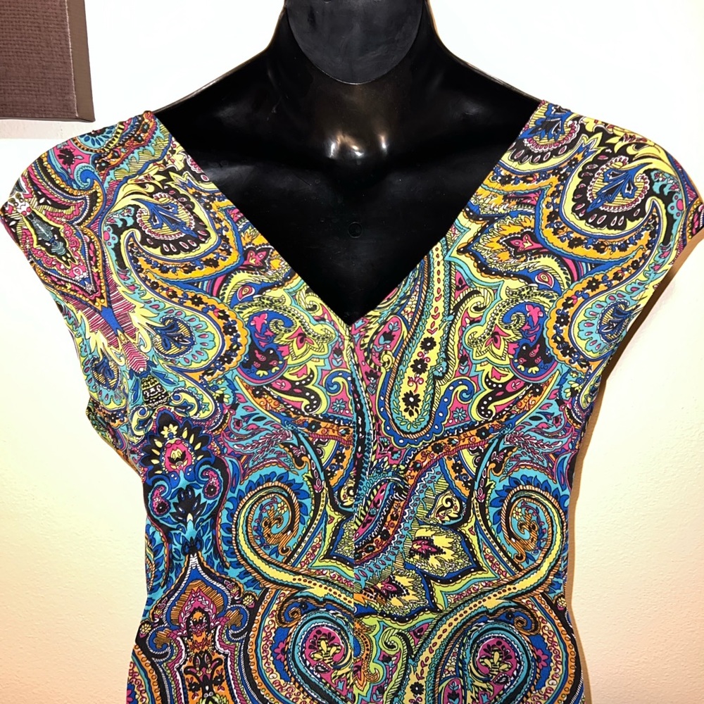 Multi-colored paisley print maxi dress